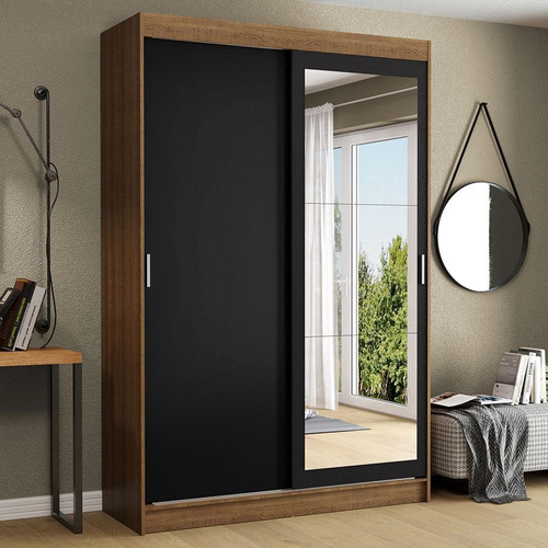 Guarda-roupa Solteiro Tokio Madesa 2 Portas Correr Esp Rp Cor Rustic/preto 10976e1e