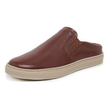 Mule Slip On Couro Masculino Solado Borracha Anti Impacto