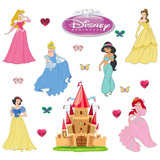 Kit 18 Adesivos Princesas Disney Castelo Corações Borboletas
