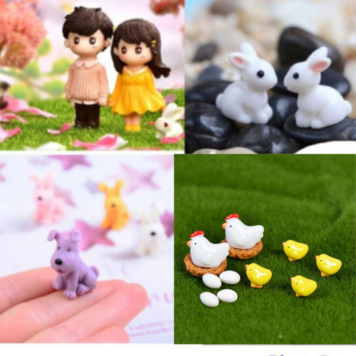 Figura Pareja Y Animales Decoración-paisajes Muñecos Mini