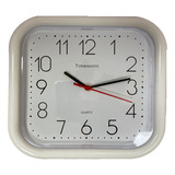 Reloj Pared Plastico Blanco Timesonic 25cm Cuadrado Con Pila