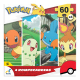 Pokemon Set 4 Rompecabezas 60pz Cada Uno 38x28cm Novelty