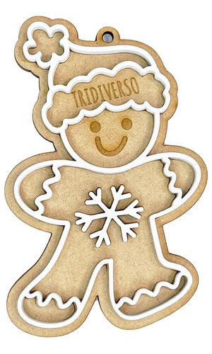 Colgante Personalizado Muñeco De Jengibre Mdf Navidad 