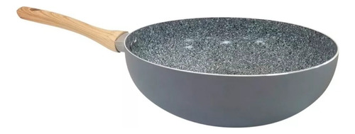 Wok Antiadherente Hudson 28cm Aluminio Granito Gris