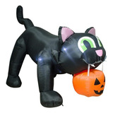 Gato Negro Gigante De Halloween De 8 Pies Con Luces Led...