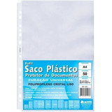 Saco Envelope Plástico Pp A4 Furação Universal C/tarja 50 Un