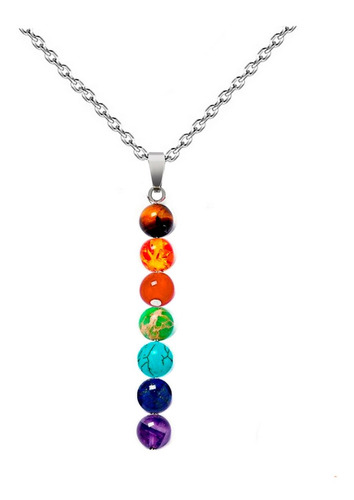 Collar Cuarzo 7 Chakras Cadena Acero + Estuche Dayoshop