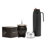 Set Matero Termo Negro 1l Mate Pampa Xl Imperial Bombilla