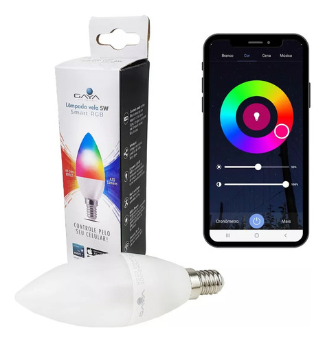 Lâmpada Vela Led Wifi Smart Rgb 5w E14 Alexa Google Colorida