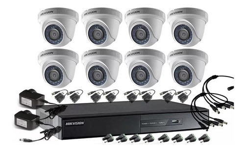 Camara Seguridad Kit Hikvision Dvr 16 Canales + 8 Domos 1mpx