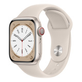 Apple Watch Series 8 Gps + Celular - Caja De Aluminio Color Blanco Estelar 41 Mm - Correa Deportiva Color Blanco Estelar - Patrón
