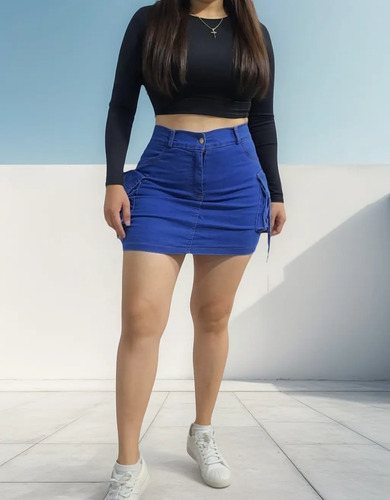 Minifalda De Mezclilla Azul Claro