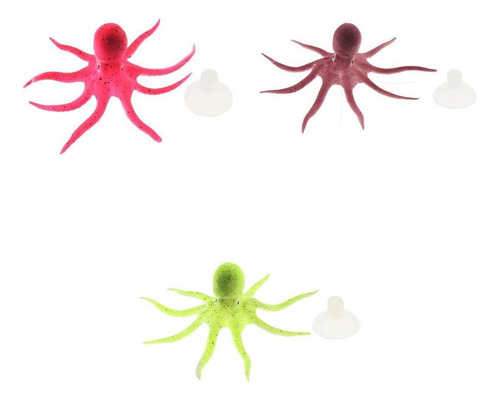 3 Piezas De Pulpo Artificial Real Que Brillan Intensamente