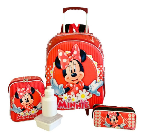 Kit Mochila Infantil Minnie Mouse Lisa G Rodinhas Menina F5