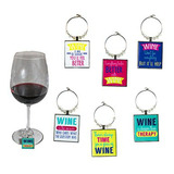 Funny Art Quote Wine Charm Juego De 6 Divertidas Palabras In