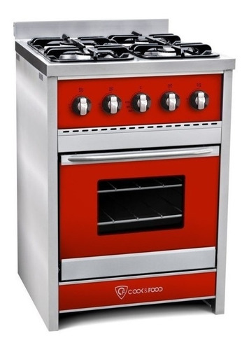 Cocina Industrial Cook & Food Chiara Cf60 A Gas/eléctrica 4 Hornallas  Roja 220v Puerta Con Visor