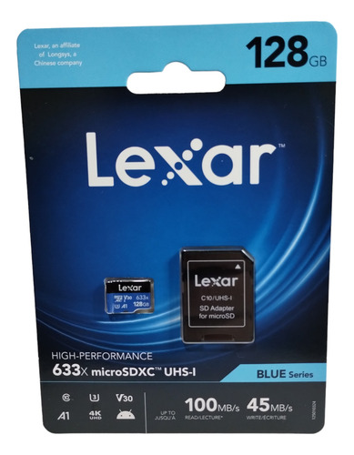 Memoria Micro Sdxc 128gb Lexar 633x V30 Video 4k Blue Serie