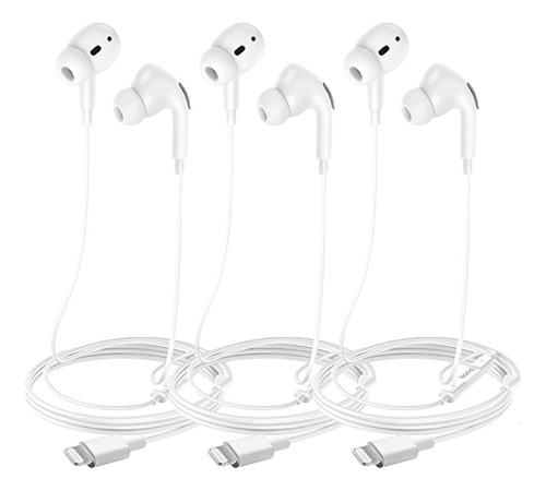Pack 3 Audifonos Cable Para iPhone Auriculares Lightning 