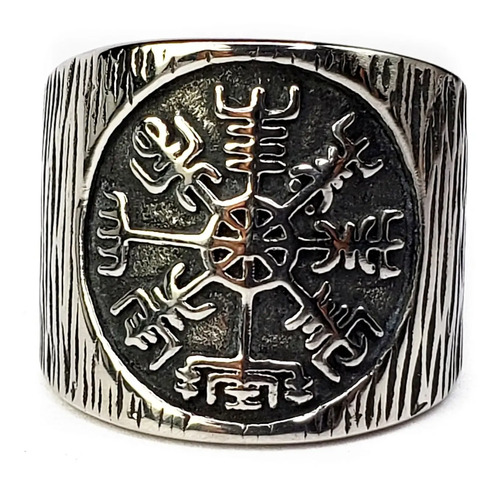 Anillo Vegvisir Totem Acero Inoxidable Brújula Nórdica H