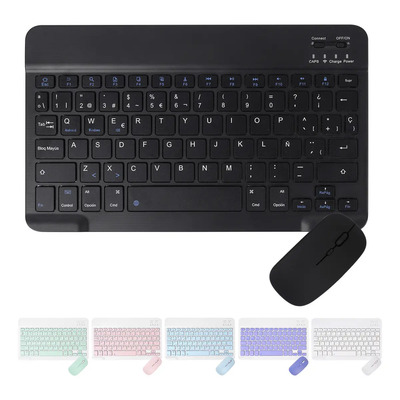 Kit Teclado Y Mouse Bluetooth Para Tablet, Celulares, Laptop Color Negro Con Ñ | MercadoLibre