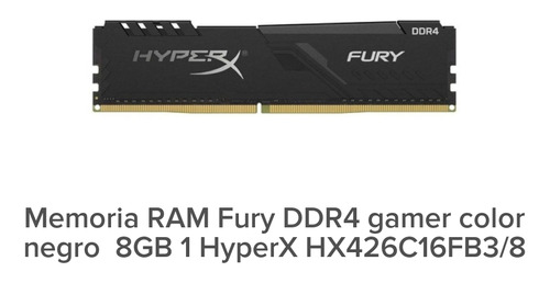 Kingston Hyperx Fury Black Hx426c16fb3/8 (1 X 8gb | Dimm Ddr