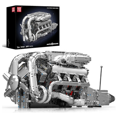 Kit De Modelismo De Motor V8 Twin-turbo De Mould King...