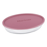 Assadeira Vidro Oval Com Tampa 1,6l Marinex Cor Rosa