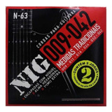 Kit 2 Encordoamentos Guitarra Nig N-63 Tensão Alta 009 - 042