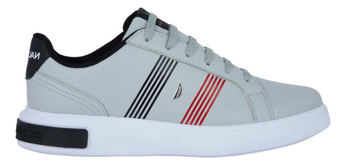 Tenis Casual Nautica Yken Gris Con Marino Para Hombre