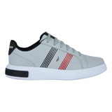 Tenis Casual Nautica Yken Gris Con Marino Para Hombre