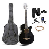 Guitarra Acústica Femmto Ag002 Con Accesorios Para Diestros Color Negro Arce Brillante
