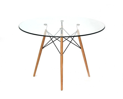 Mesa Comedor Diseño Eames De Cristal 1m De Diametro