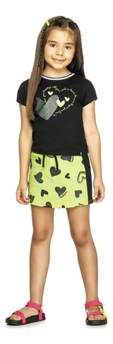 Conjunto Infantil Juvenil Feminino Saia Short Cropped Elian