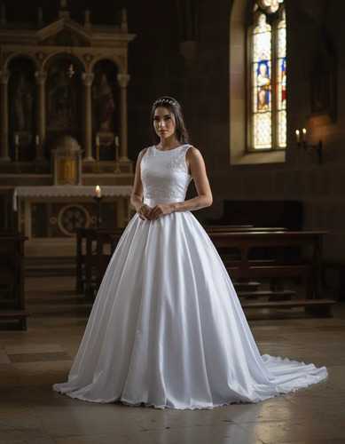 Vestido De Noiva Peito Bordado Com Cauda Partylight | Frete grátis