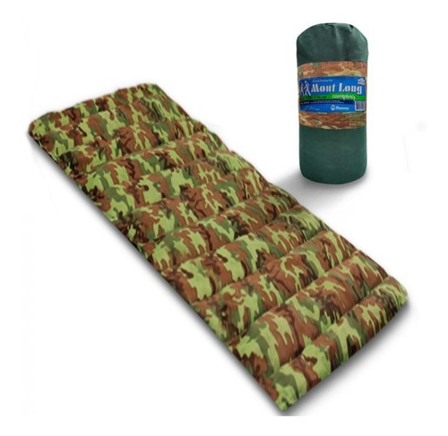 Colchonete Dobrável Camuflado Mont-long 1,90 X 0,60 Solteiro