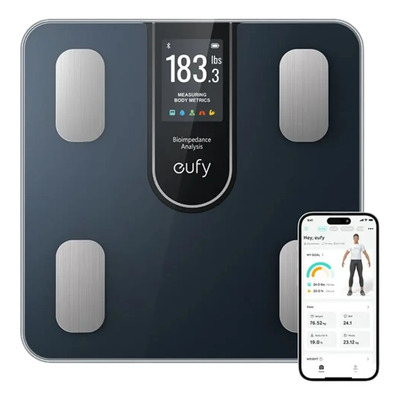 Báscula Inteligente Eufy by Anker C20, Báscula Digital Corporal con 16 Mediciones, Alta Precisión, Compatible con Apple Health\u002FGoogle Fit\u002FFitbit, App con 16 Perfiles y Conexión Bluetooth， color negro | Envío gratis