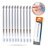 Kit 10 Espátula Cutícula Manicure Raspador Aço Inox Premium