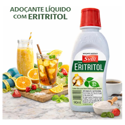 Adoçante Eritritol Líquido Zero Calorias Zero Açúcar 90ml | MercadoLivre