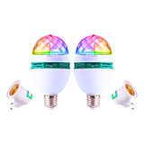 Kit 2 Lâmpadas Led Globo Rgb Giratório Luz Festa Colorido