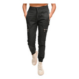 Pantalón Jogger Con Cremalleras Multibolsillos- Dama - Mujer