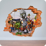 Vinilos Pared Rota 3d Plantas Vs Zombies Heroes 80x80