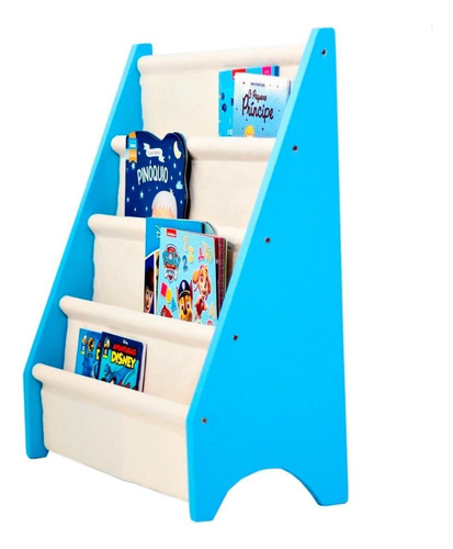 Rack Para Livros Infantil, Standbook Montessoriano Azul