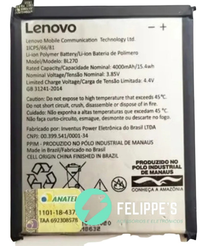 Bateira Moto G6 Play Xt1922 Xt1922-5 Bl270 Original