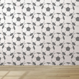 Papel De Parede Cozinha Bolas Futebol Cinza Branco 10m