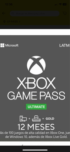 Xbox Game Pass Ultímate 10 Meses