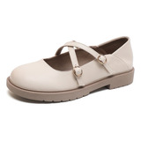 Zapatos Planos Oxford Con Puntera Redonda Mujer Mary Jan [u]