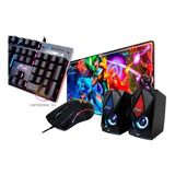 Combo Gamer Teclado, Mouse, Parlante, Pad Mouse Ctmgjr-013 Color Del Teclado Negro