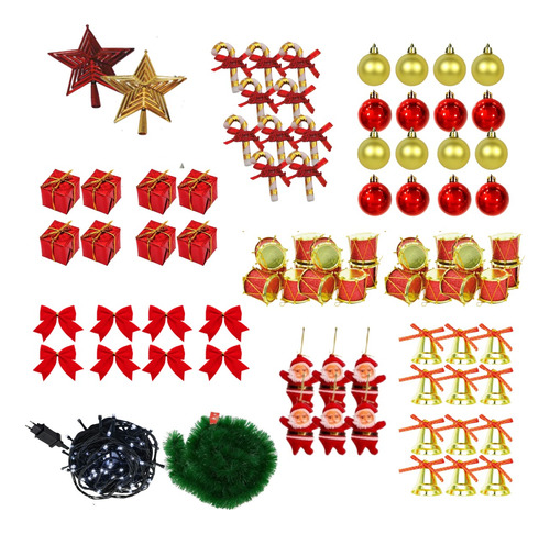 Kit 78 Peças Enfeite Para Árvore De Natal Bolinha Decoração