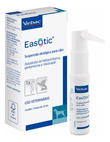 Easotic Virbac De Tratamento Otológico Para Caes - 10 Ml