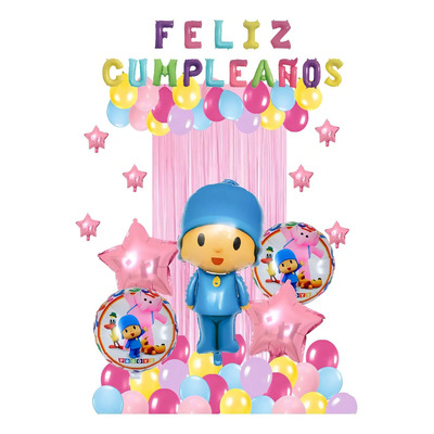 Globos Decoración Metálicos Feliz Cumpleaños Pocoyo Rosa | Envío gratis